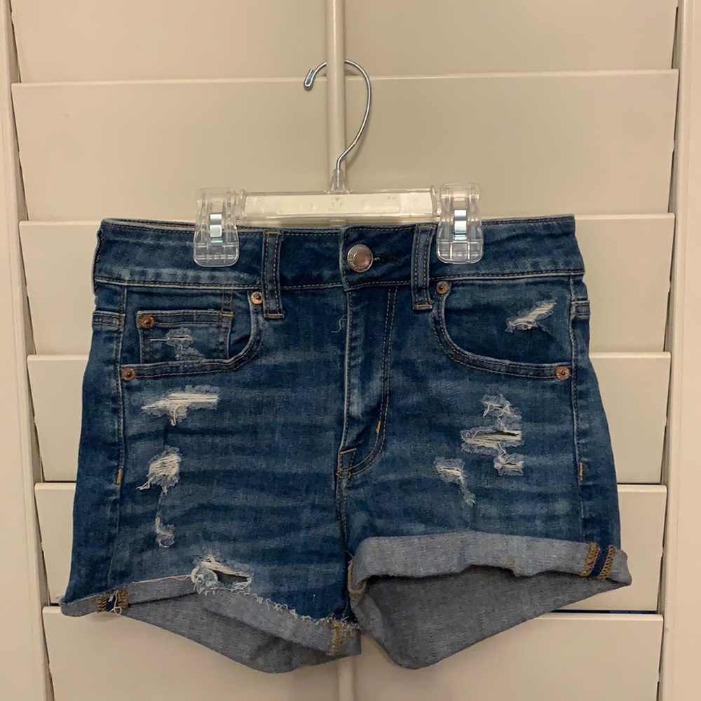 High waisted ripped jean shorts